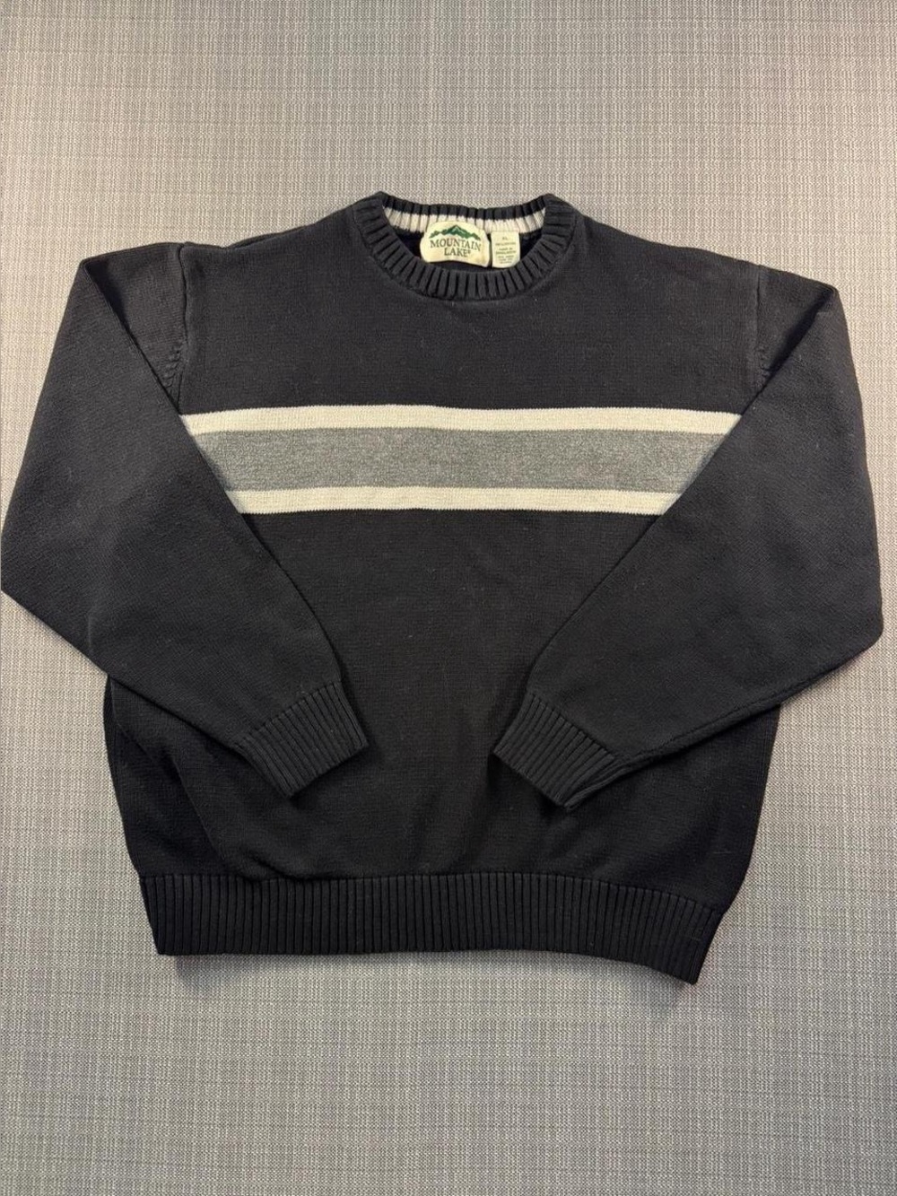 Mountain Lake black & grey striped crewneck sweater